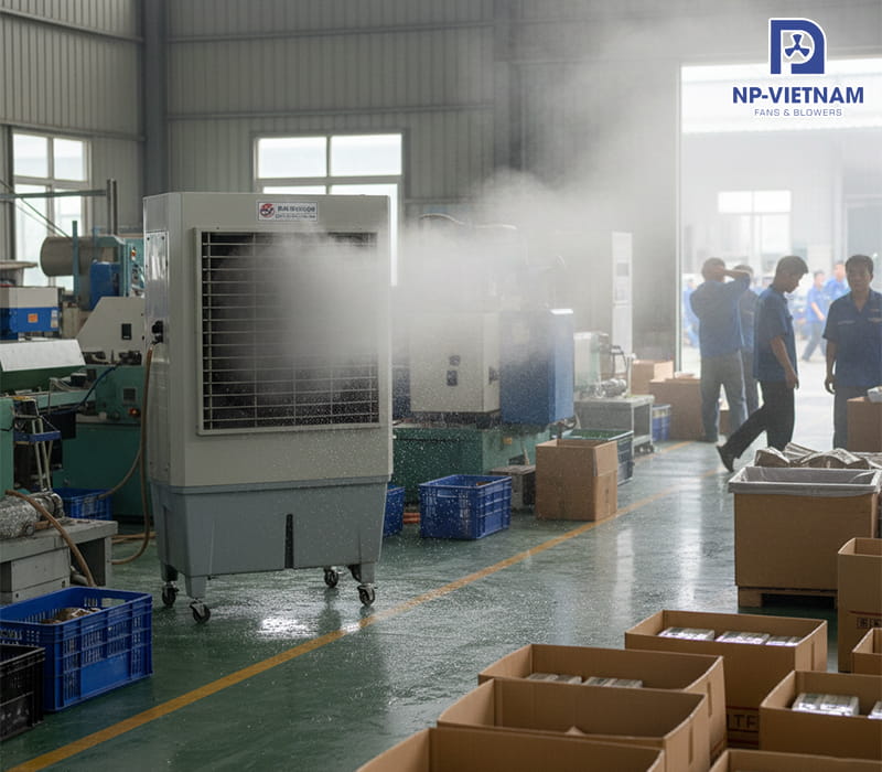 Nước bắn ra ngoài cùng luồng gió (hiện tượng phun sương quá mức)