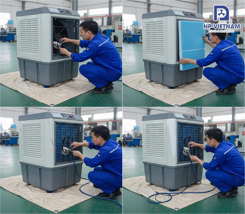 Hướng dẫn cách sửa quạt hơi nước công nghiệp bị rò nước tại chỗ