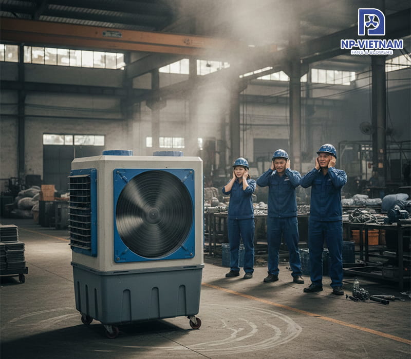 Quạt hơi nước công nghiệp phát ra tiếng ồn lớn