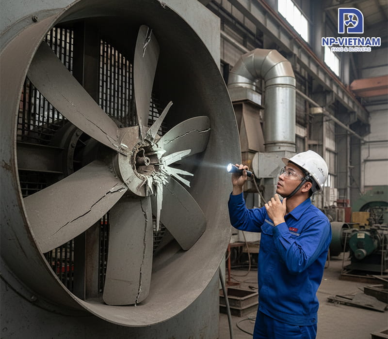 Cánh quạt hút composite bị gãy