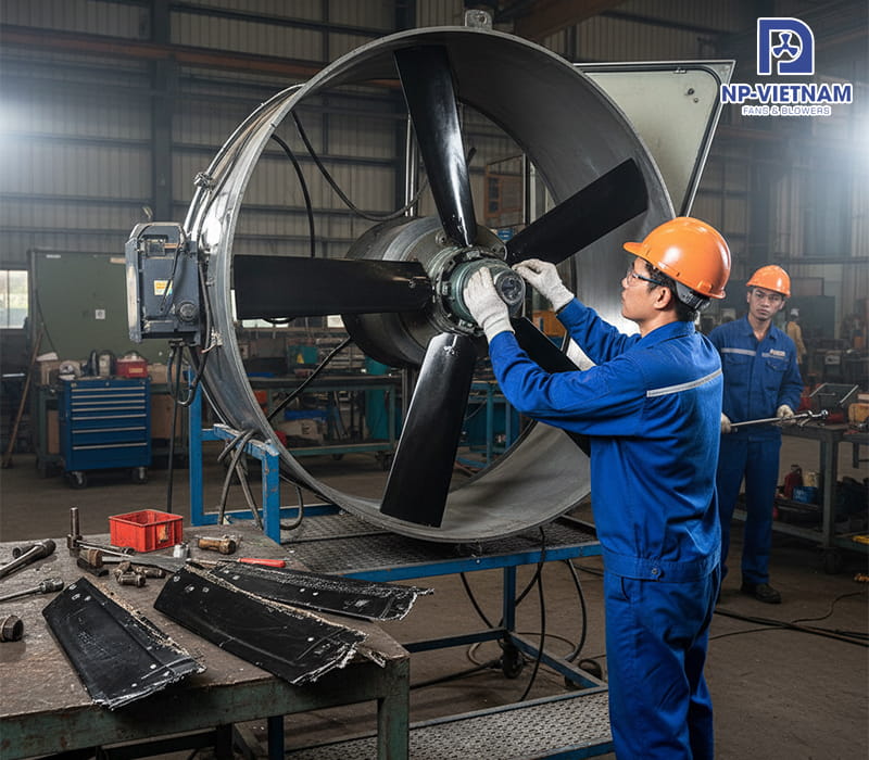 Quy trình thay thế cánh quạt hút composite đúng kỹ thuật