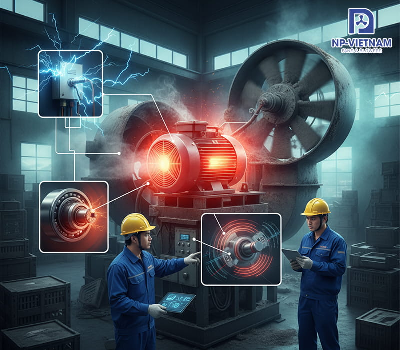 Tại sao quạt hút composite bị nóng trong quá trình vận hành?