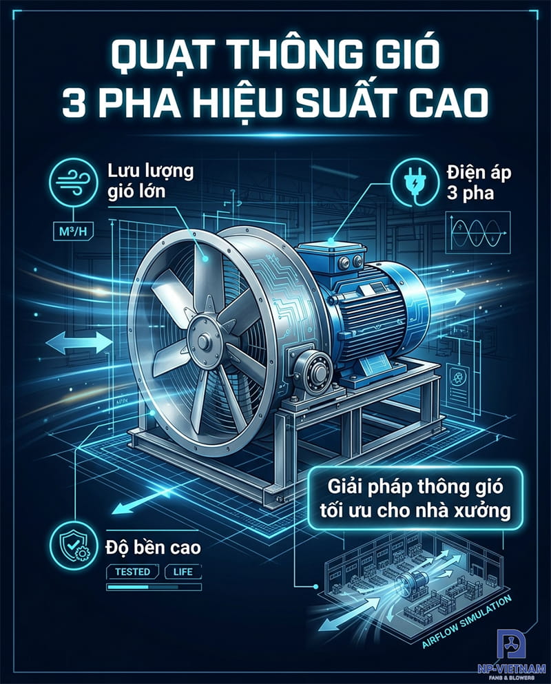 Quạt thông gió công nghiệp 3 pha