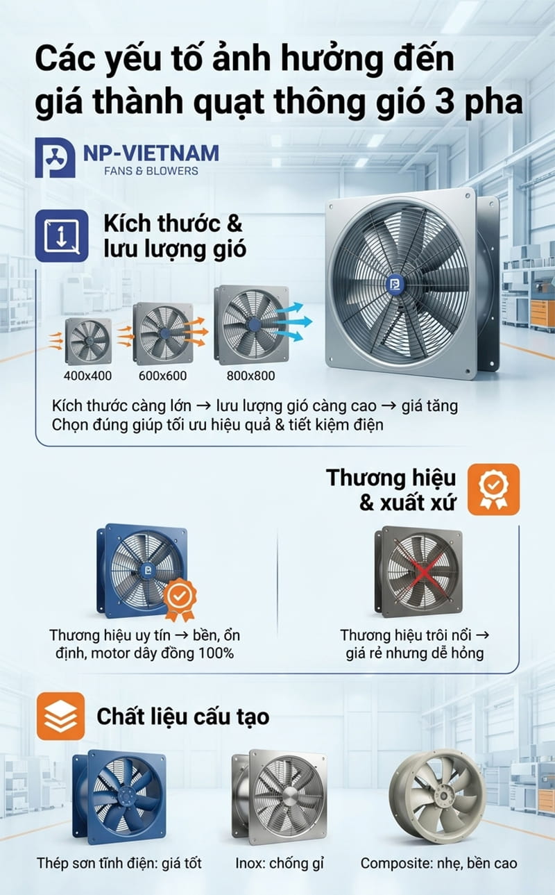 Các yếu tố ảnh hưởng đến giá thành (Kích thước, thương hiệu, chất liệu)