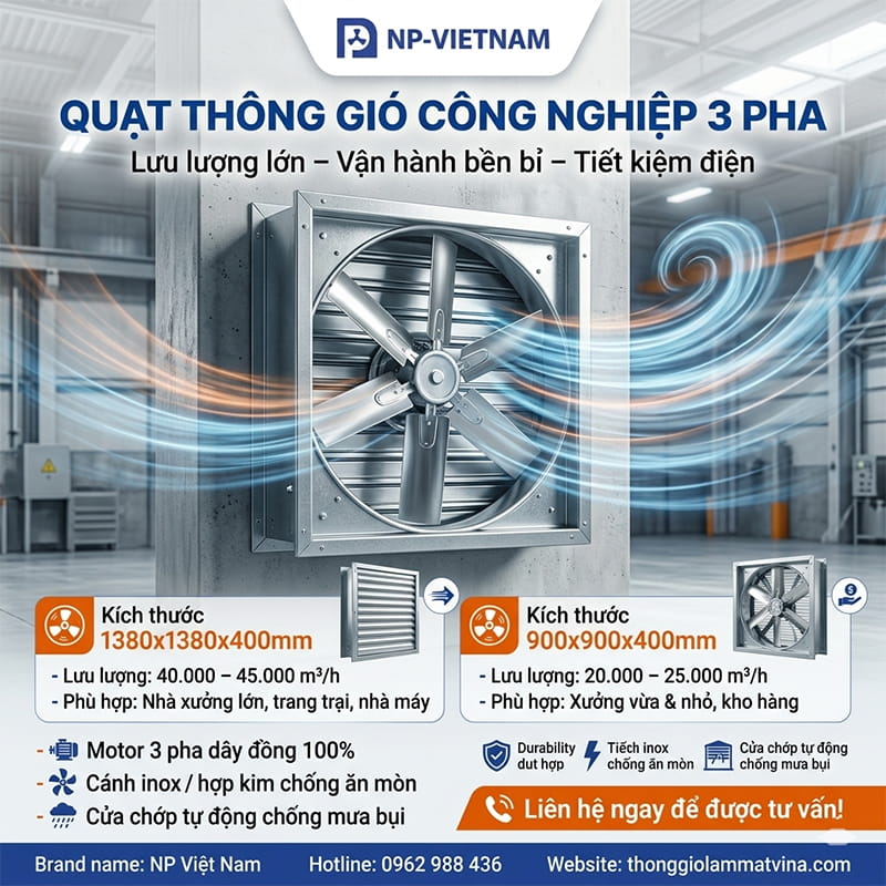 Quạt thông gió vuông cửa chớp (Dòng phổ biến nhất)