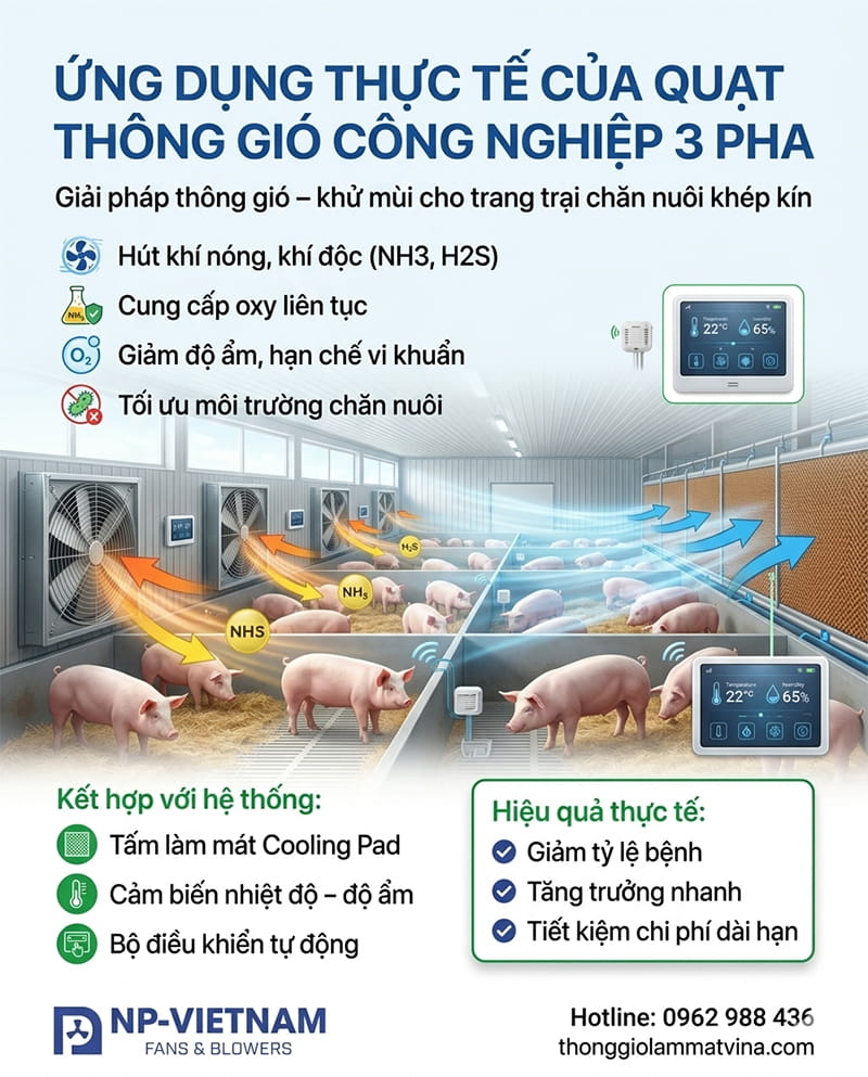 Thông gió, khử mùi cho trang trại chăn nuôi khép kín