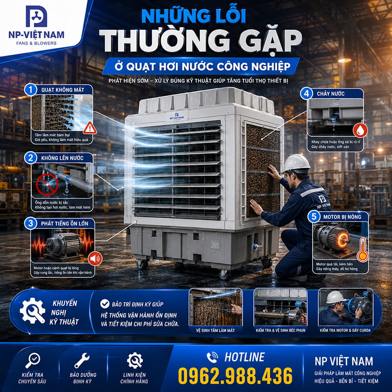 Những lỗi thường gặp ở quạt hơi nước công nghiệp