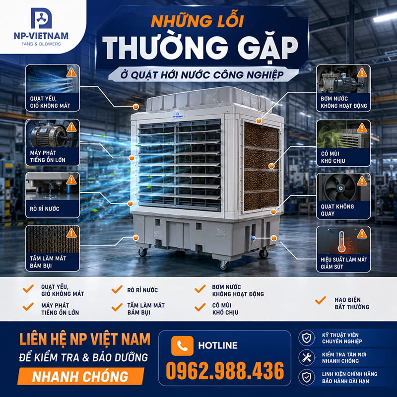 Những lỗi thường gặp ở quạt hơi nước công nghiệp