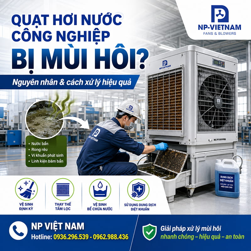 Quạt hơi nước công nghiệp bị mùi hôi xử lý thế nào?