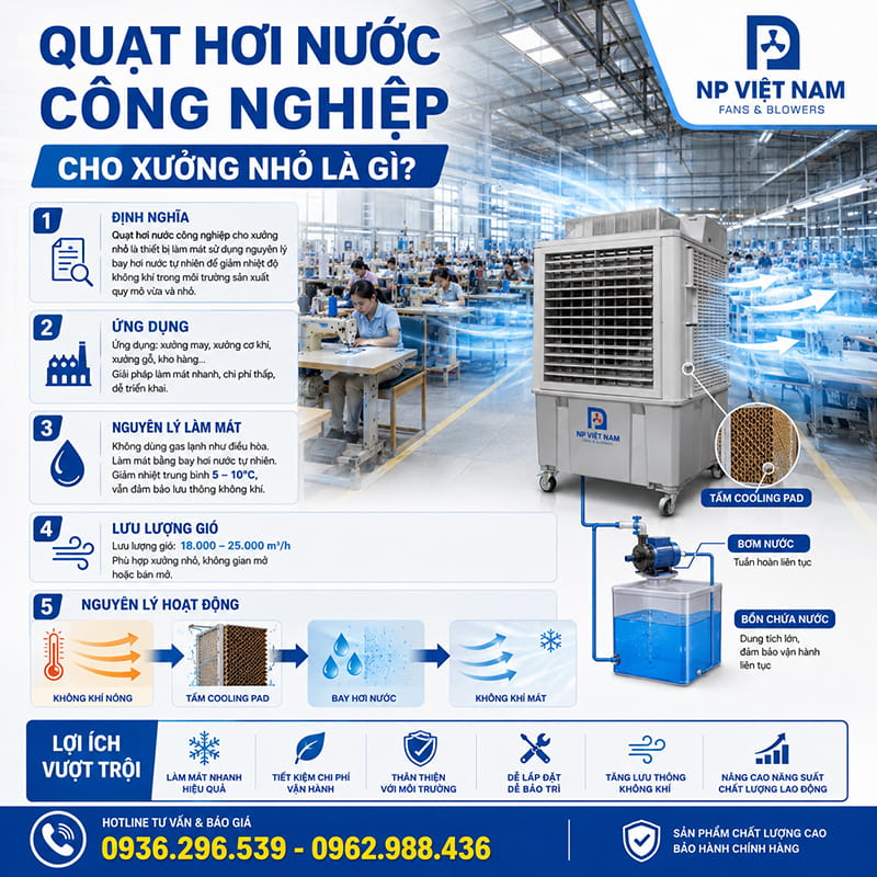Quạt hơi nước công nghiệp cho xưởng nhỏ là gì?