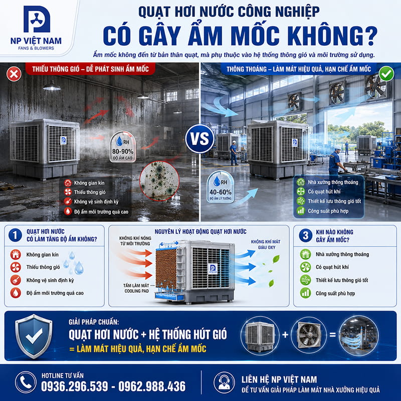 Quạt hơi nước công nghiệp có gây ẩm mốc không?