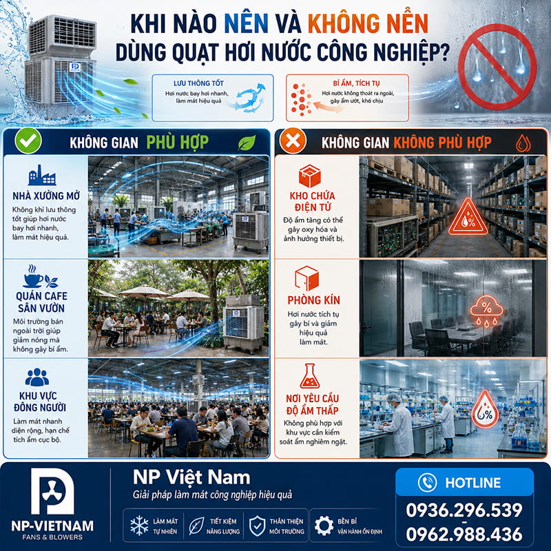 Khi nào nên và không nên dùng quạt hơi nước công nghiệp?