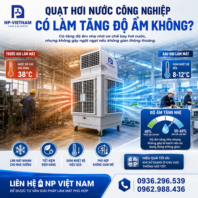 Quạt hơi nước công nghiệp có làm tăng độ ẩm không?