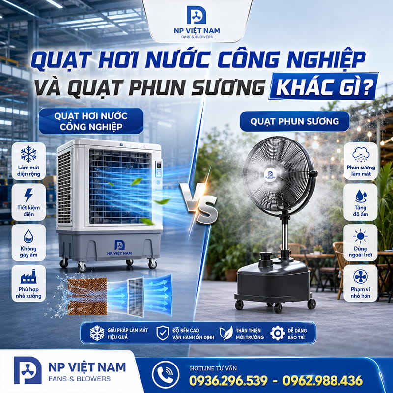 Quạt hơi nước công nghiệp và quạt phun sương khác gì?