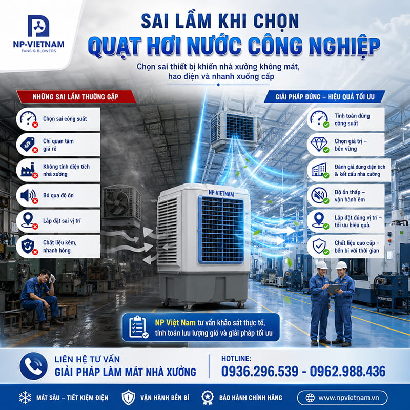 Những sai lầm khi chọn quạt hơi nước công nghiệp