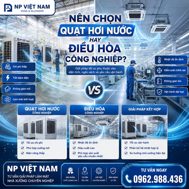 Nên chọn quạt hơi nước hay điều hòa công nghiệp?
