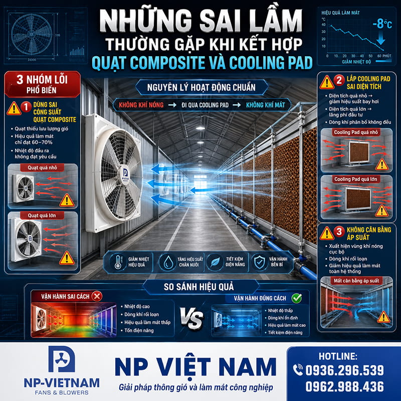 Những sai lầm thường gặp khi kết hợp quạt composite và Cooling Pad