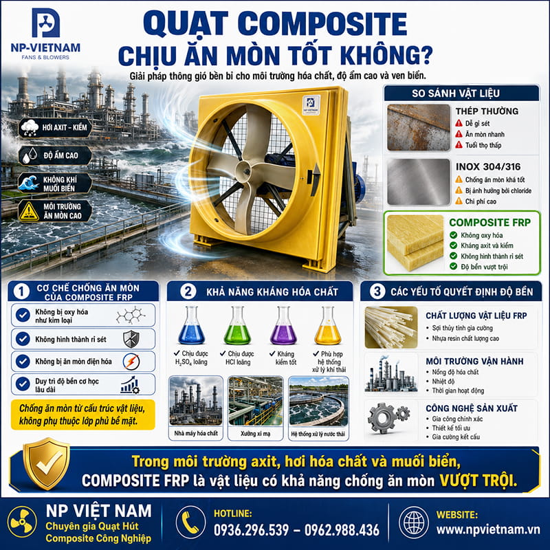 Quạt composite chịu ăn mòn tốt không?