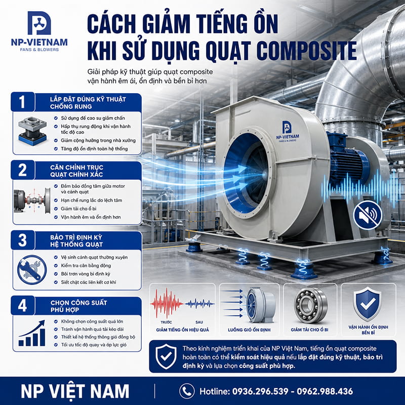 Cách giảm tiếng ồn khi sử dụng quạt composite