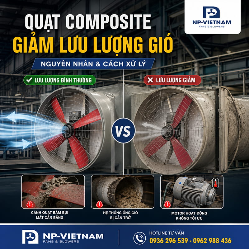 Quạt Composite bị giảm lưu lượng gió