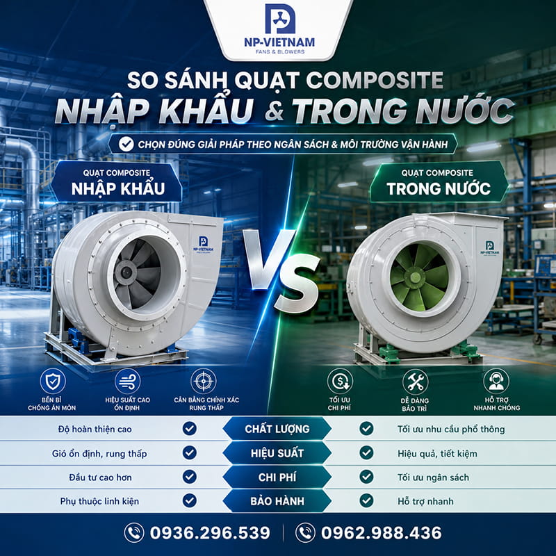 So sánh quạt Composite nhập khẩu và trong nước