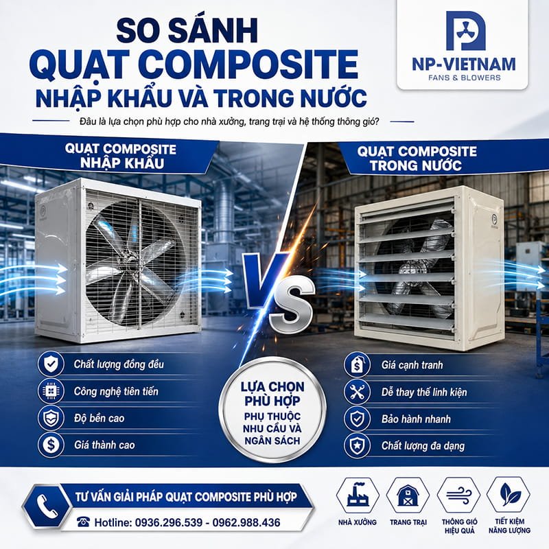 So sánh quạt composite nhập khẩu và trong nước