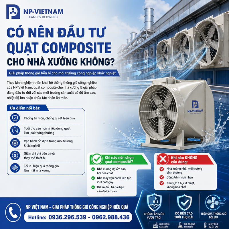 Có nên đầu tư quạt composite cho nhà xưởng không?