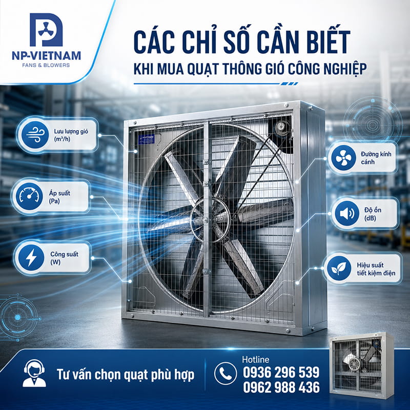 Các chỉ số cần biết khi mua quạt thông gió công nghiệp