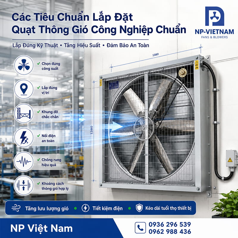 Các tiêu chuẩn lắp đặt quạt thông gió công nghiệp