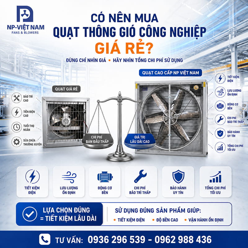 Có nên mua quạt thông gió công nghiệp giá rẻ?