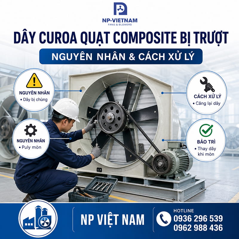 Dây curoa quạt composite bị trượt