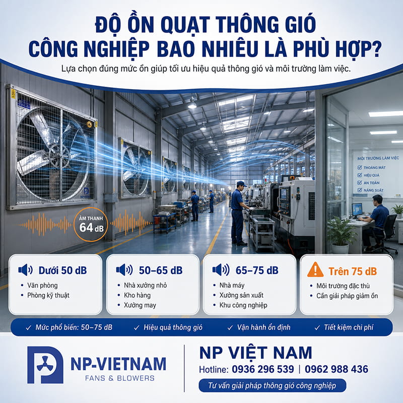 Độ ồn của quạt thông gió công nghiệp bao nhiêu là phù hợp?