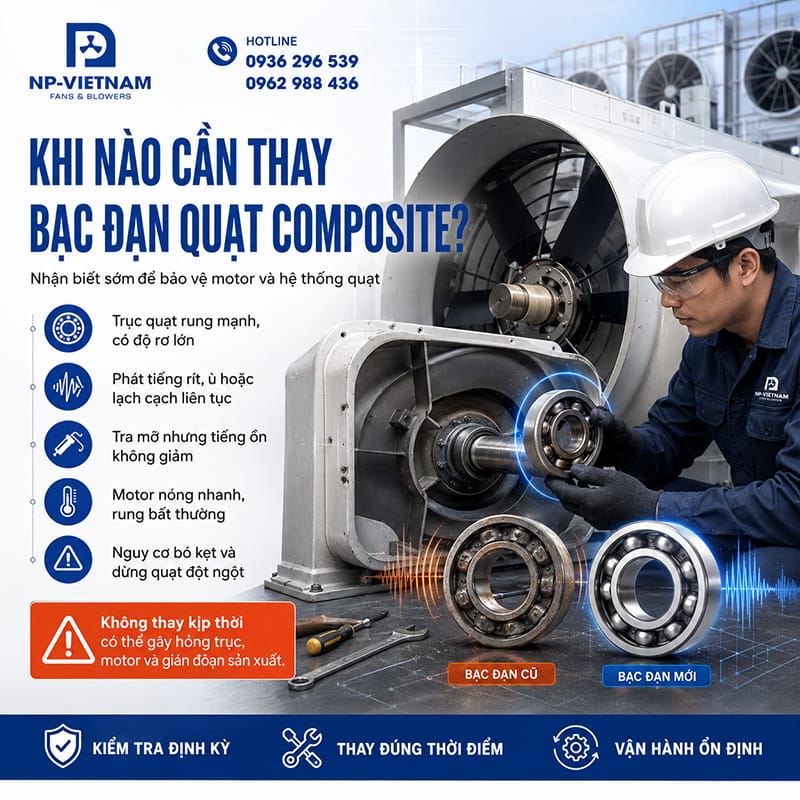 Khi nào cần thay bạc đạn quạt Composite?