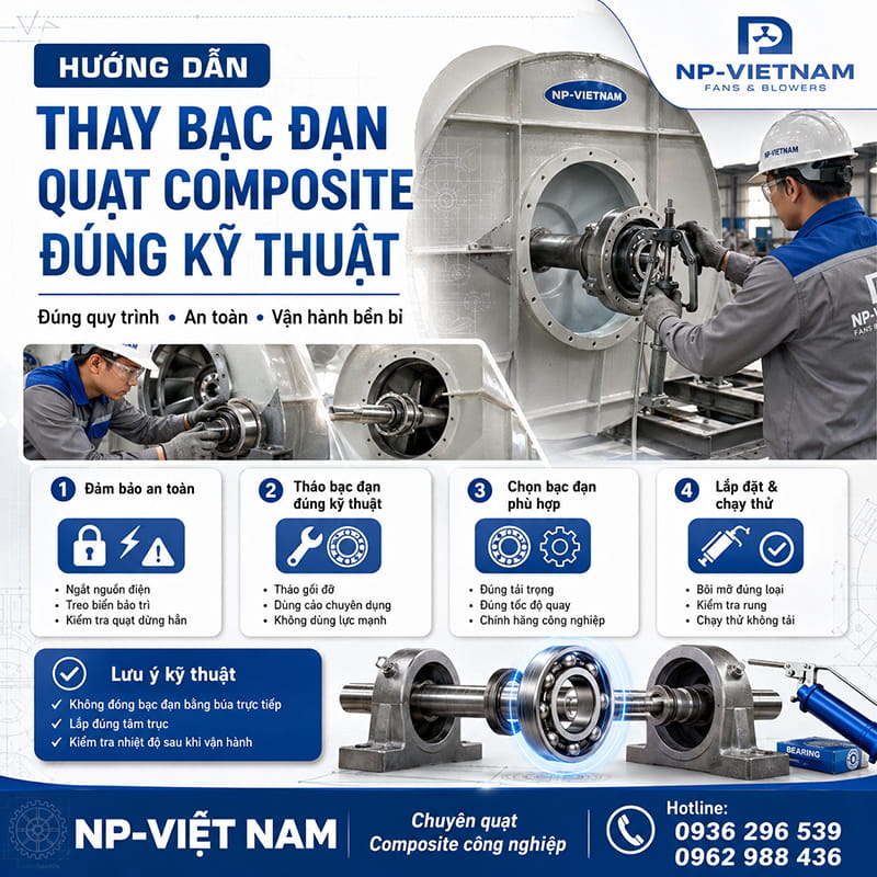 Hướng dẫn thay bạc đạn quạt composite đúng kỹ thuật