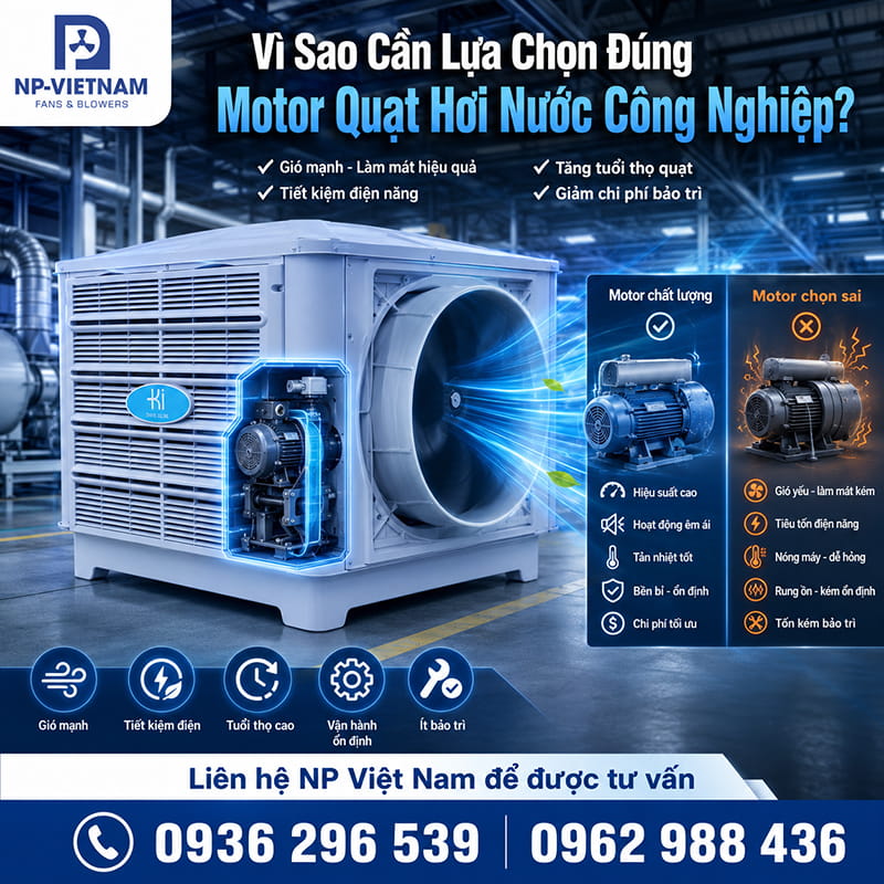 Vì sao cần lựa chọn đúng motor quạt hơi nước công nghiệp?