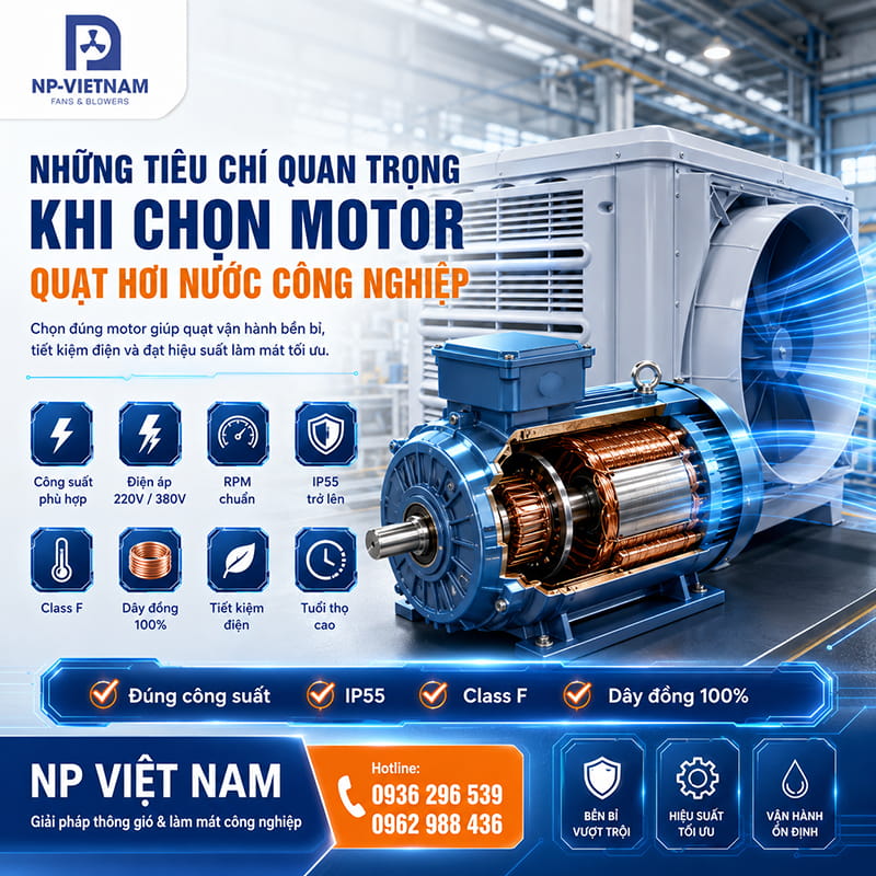 Những tiêu chí quan trọng khi chọn motor quạt hơi nước công nghiệp