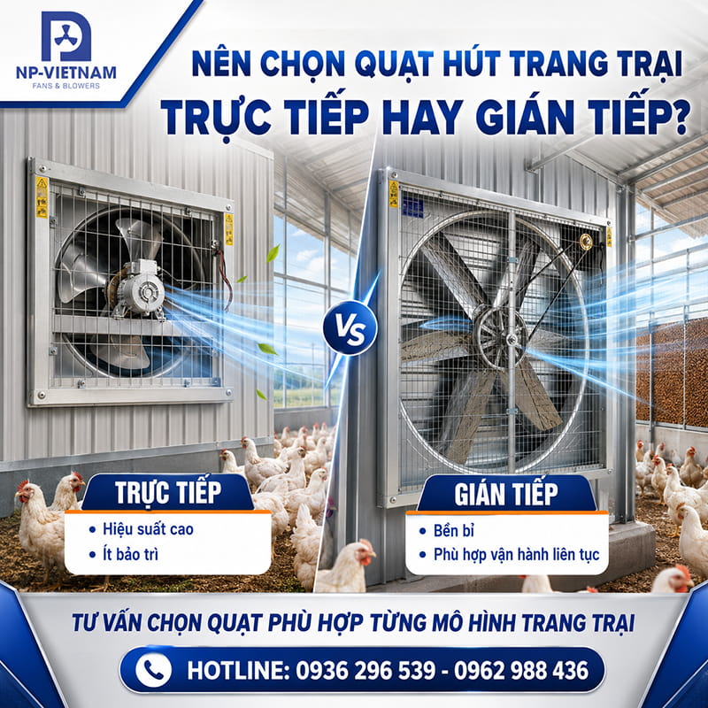 Nên chọn quạt hút trang trại trực tiếp hay gián tiếp?