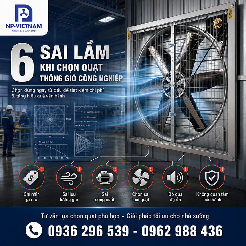 Những sai lầm phổ biến khi chọn quạt thông gió công nghiệp