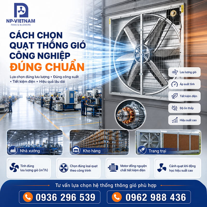 Cách chọn quạt thông gió công nghiệp đúng chuẩn