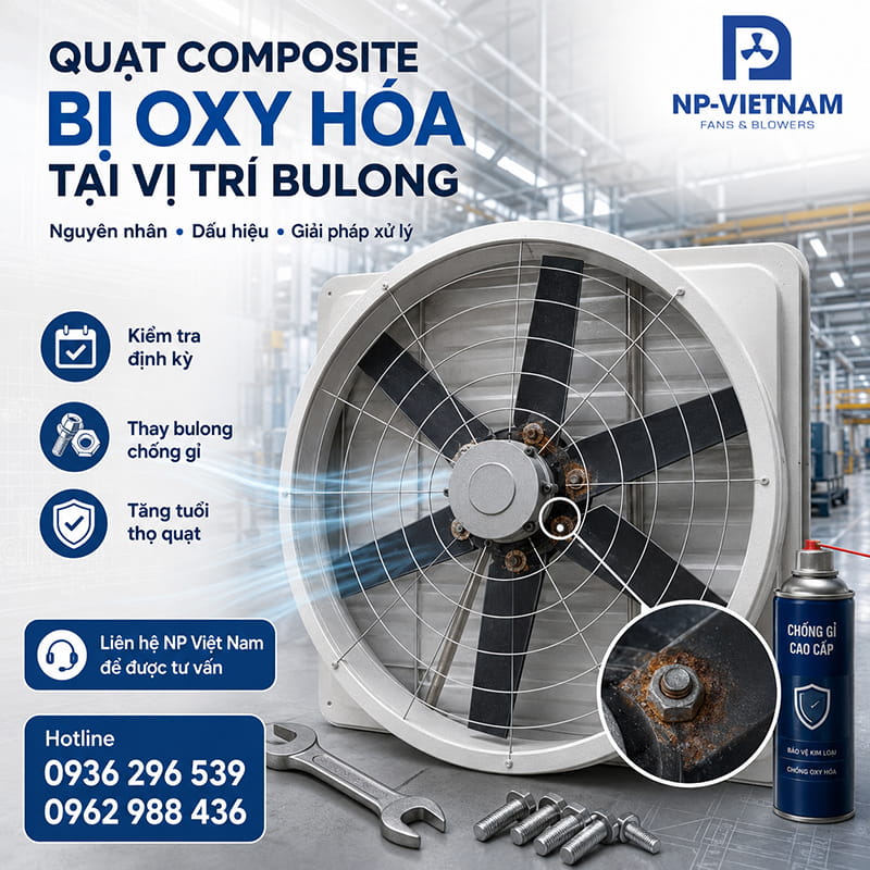 Quạt composite bị oxy hóa tại vị trí Bulong