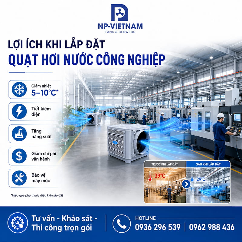 Lợi ích khi lắp đặt quạt hơi nước công nghiệp cho nhà máy sản xuất