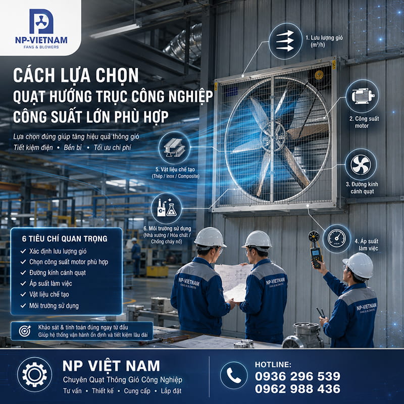 Cách lựa chọn quạt hướng trục công nghiệp công suất lớn phù hợp