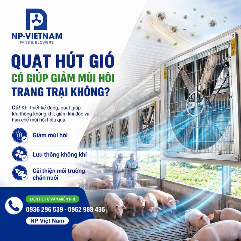 Quạt hút gió có giúp giảm mùi hôi trang trại không?