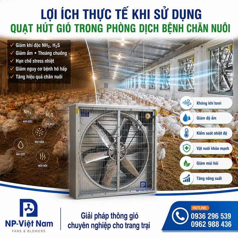 Lợi ích thực tế khi sử dụng quạt hút gió trong phòng dịch bệnh chăn nuôi