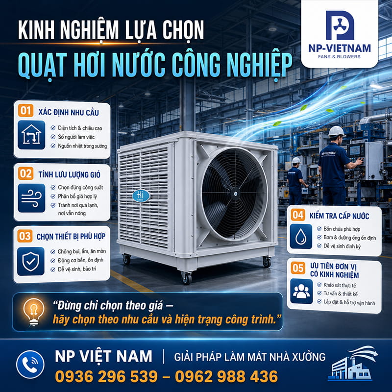 Kinh nghiệm lựa chọn quạt hơi nước công nghiệp