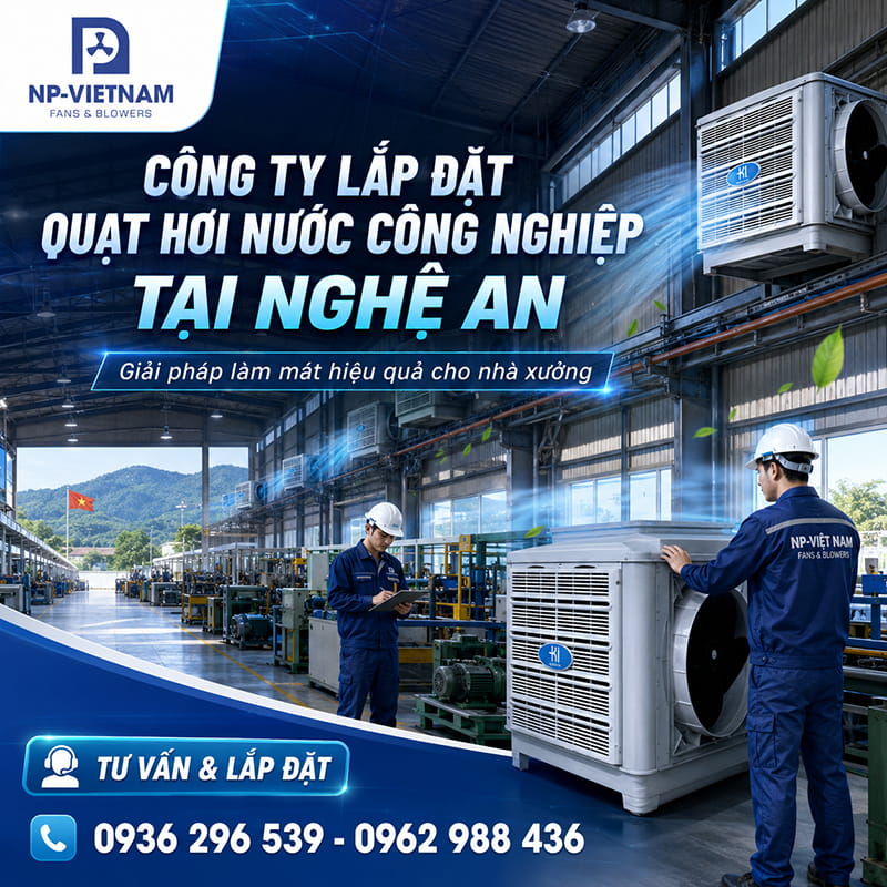 Công ty lắp đặt quạt hơi nước công nghiệp tại Nghệ An
