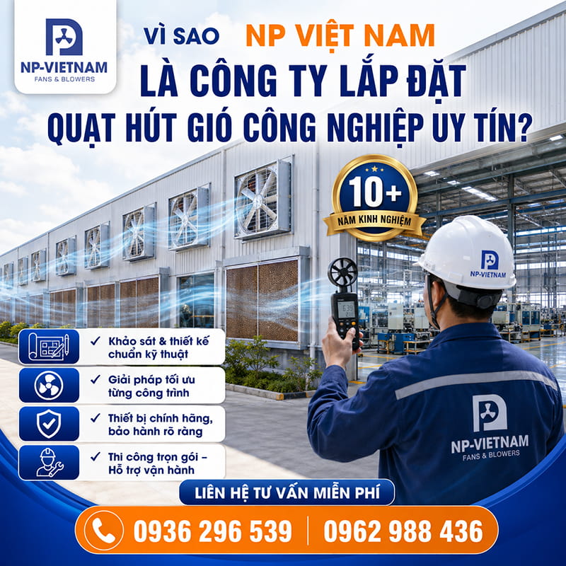 Vì sao NP Việt Nam là công ty lắp đặt quạt hút gió công nghiệp uy tín?