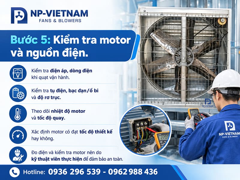 Bước 5: Kiểm tra motor và nguồn điện