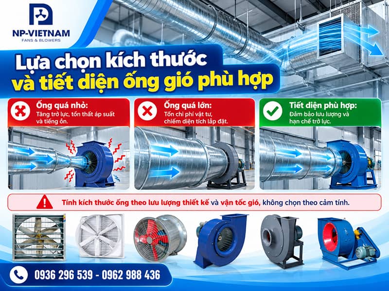 Lựa chọn kích thước và tiết diện ống gió phù hợp