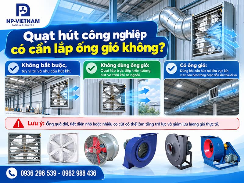 Quạt hút công nghiệp có cần lắp ống gió không?
